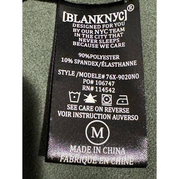 Women's [BLANKNYC] Green Faux Micro Suede Asymmetrical stretch moto Zip Jacket M - Picture 6 of 10